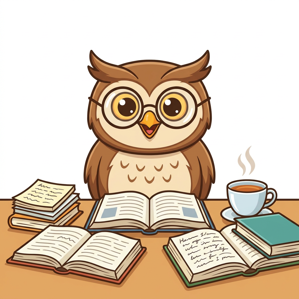 Read English Today mascot - owl reading