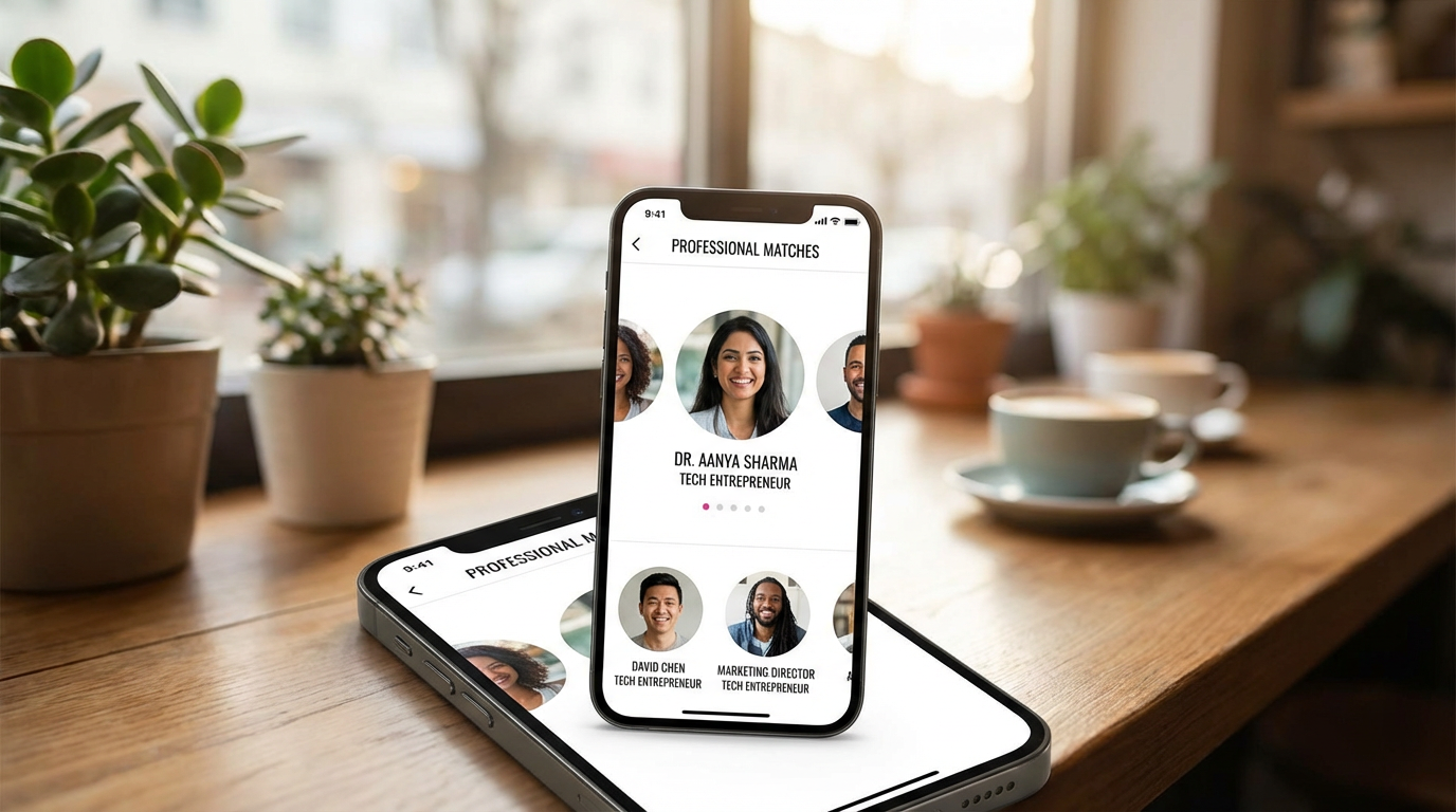 Professional dating app concept with modern interface