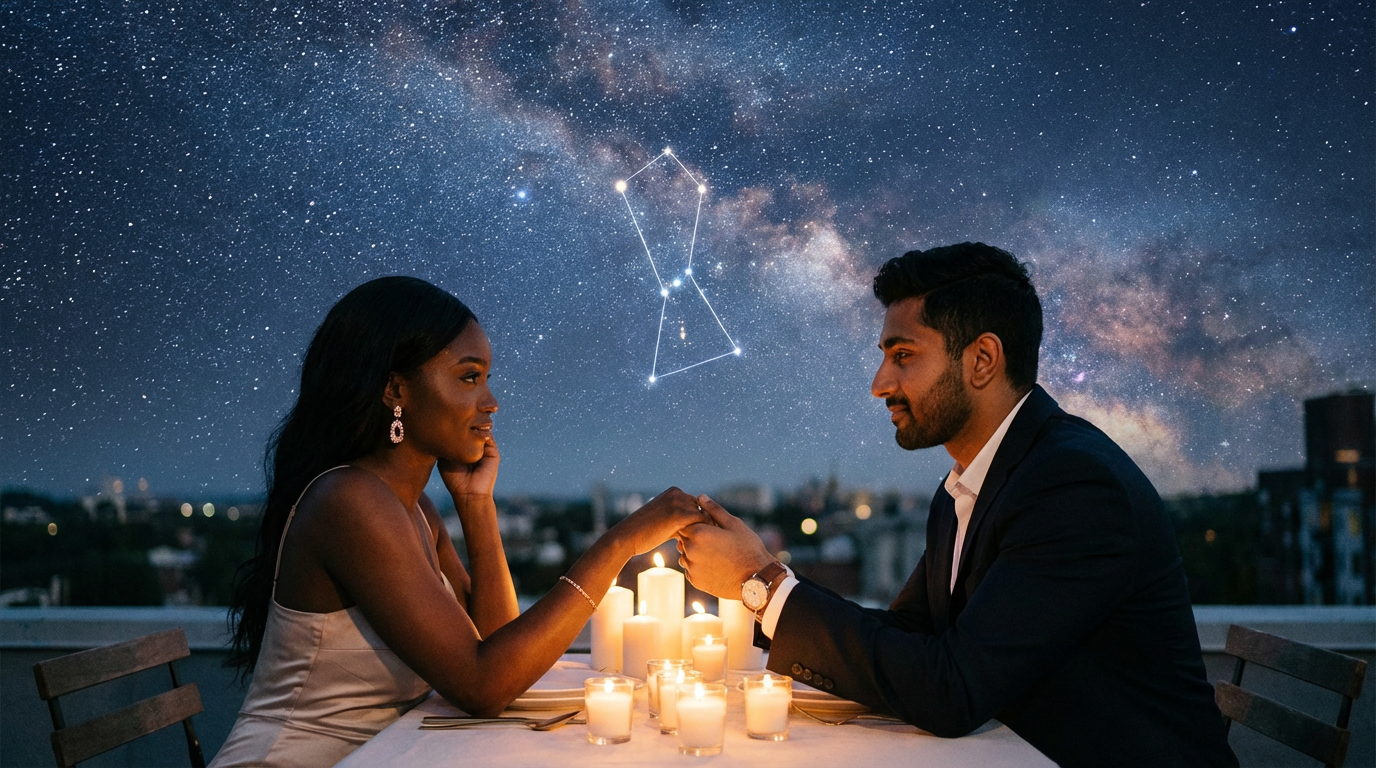 Romantic couple under stars